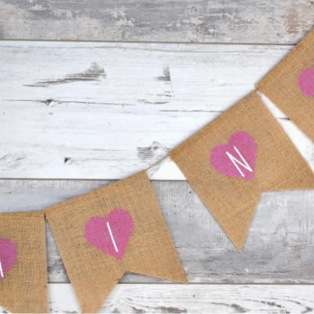 Valentine’s Day/ burlap heart banner / home decor